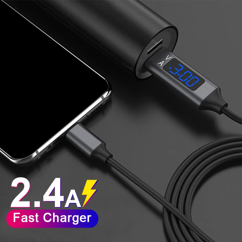 

Micro USB Charger Cable LED Display Microusb Charging Cable Mobile Phone Charge Data Wire Cord For Android Phone Xiaomi Huawei