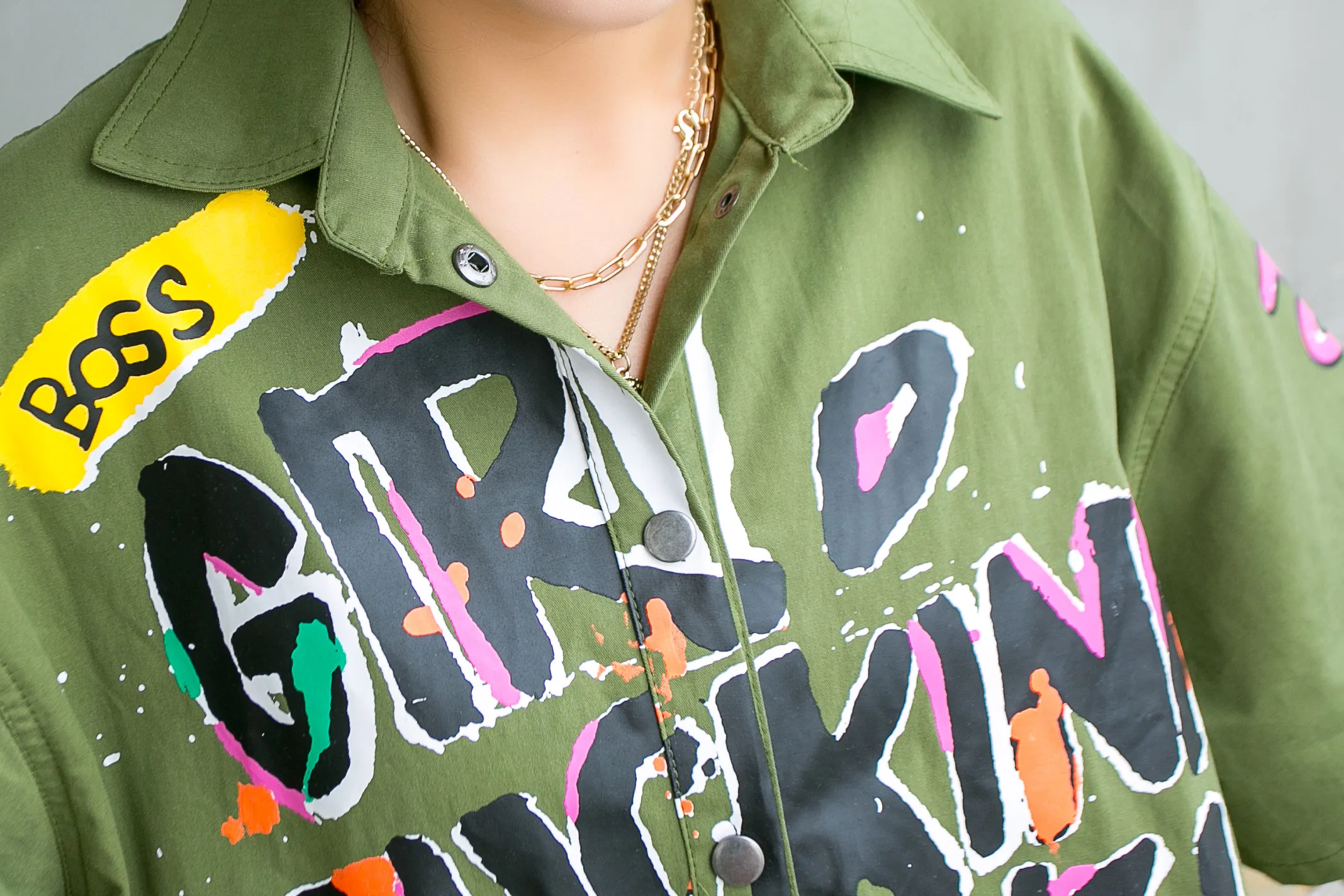 

Graffiti Cartoon Button jumpsuit short sleeve summer long trousers rompers European and American style overalls for women jeans