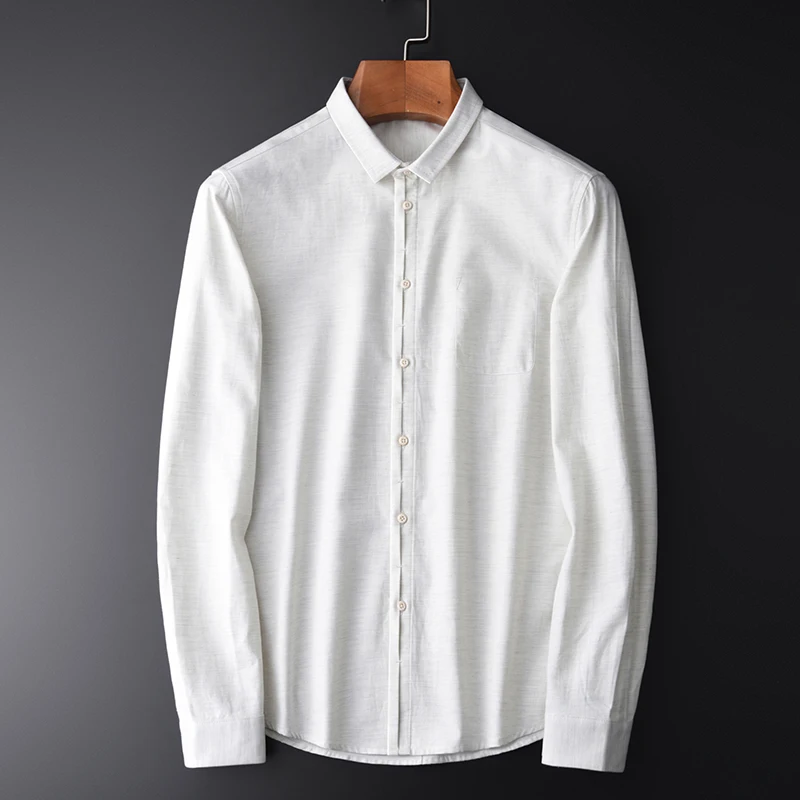 

Brand 100% Cotton Men Shirts Hight Quality Flower Yarn Long Sleeve Man Shirts Spring And Autumn fashion slim mens shirts 4XL