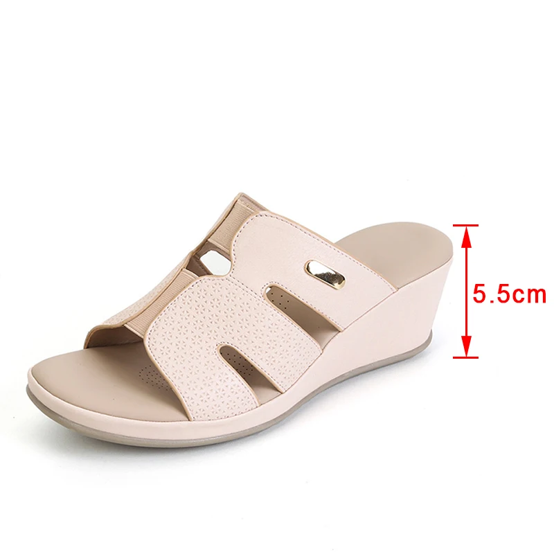 

Ladies Wedges Hollow Slippers Summer Women Shoes New Plus Size Retro solid Style Female Platform Fashion Elegant Sandals 2021