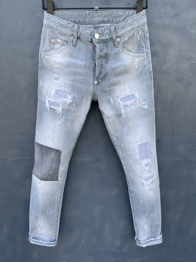 

Discounted products dsq brand Italy mens jeans pants Men Slim jeans denim trousers blue hole zipper Pants jeans for men 056
