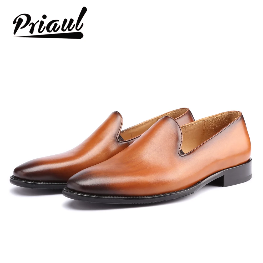 Мужские повседневные туфли из натуральной кожи роскошные Лоферы ручной работы в