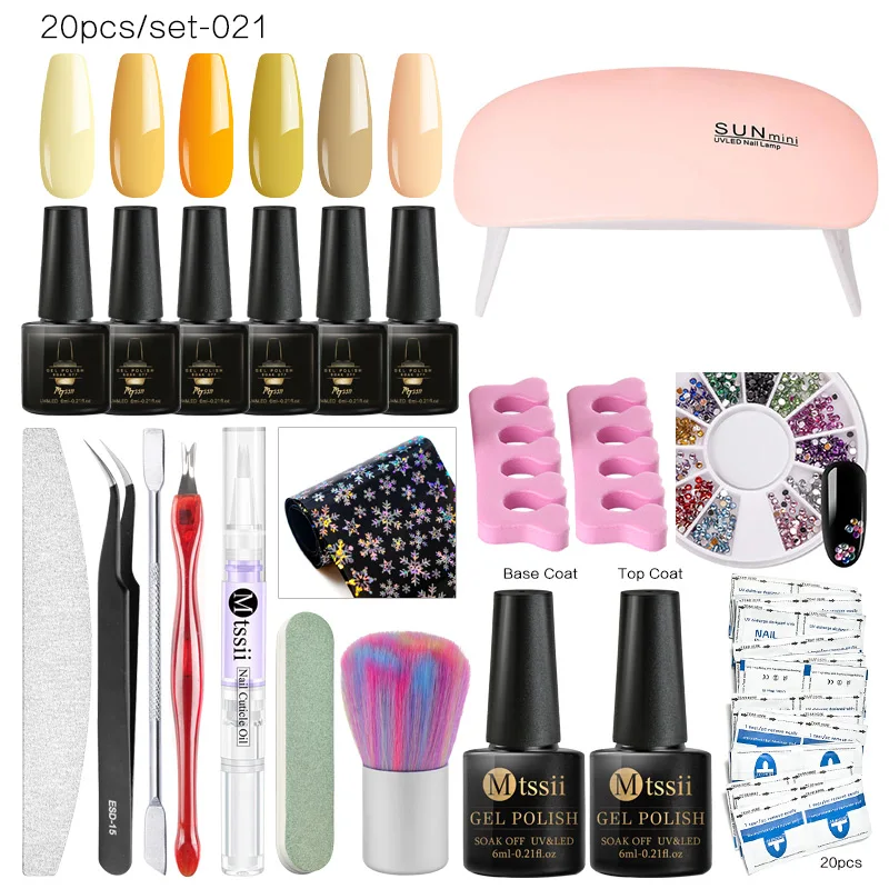 

Mtssii Gel Polish Nail Art Manicure Tools Kit UV LED 6W Nail Lamp Dryer Colors Gel Nail polish DIY Tools Nail Set Gel Varnish