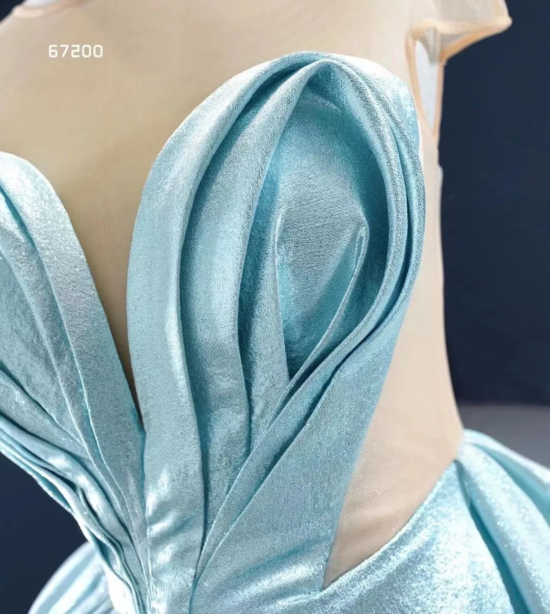 

Sky Blue Formal Evening Dress Ball Gown Lace Vintage Prom Gown Vestido De Festa Evening Party Gown