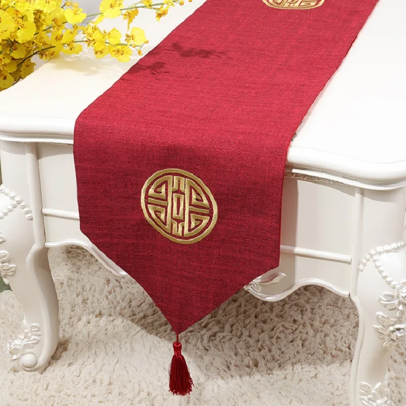 

Chinese Style Modern Minimalist Style Coffee Table Fabric Embroidery Table Runner Living Room Home Decoration