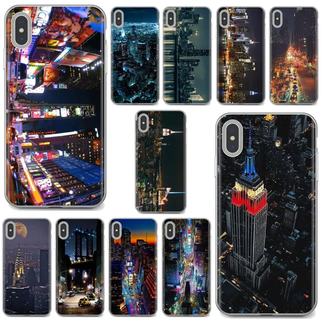 Манхэттен Нью Йорк Ночь США Мягкий ТПУ чехол для телефона Huawei P7 P8 P9 P10 P20 P30 P40 Lite Plus