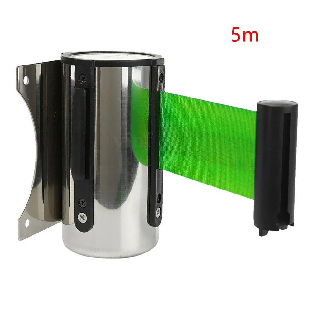 

Barrier Retractable Ribbon Stainless Steel Protective Tape Red Belt Stanchion Queue Outdoor Crowd Control Wall Mount 2m/ 5m