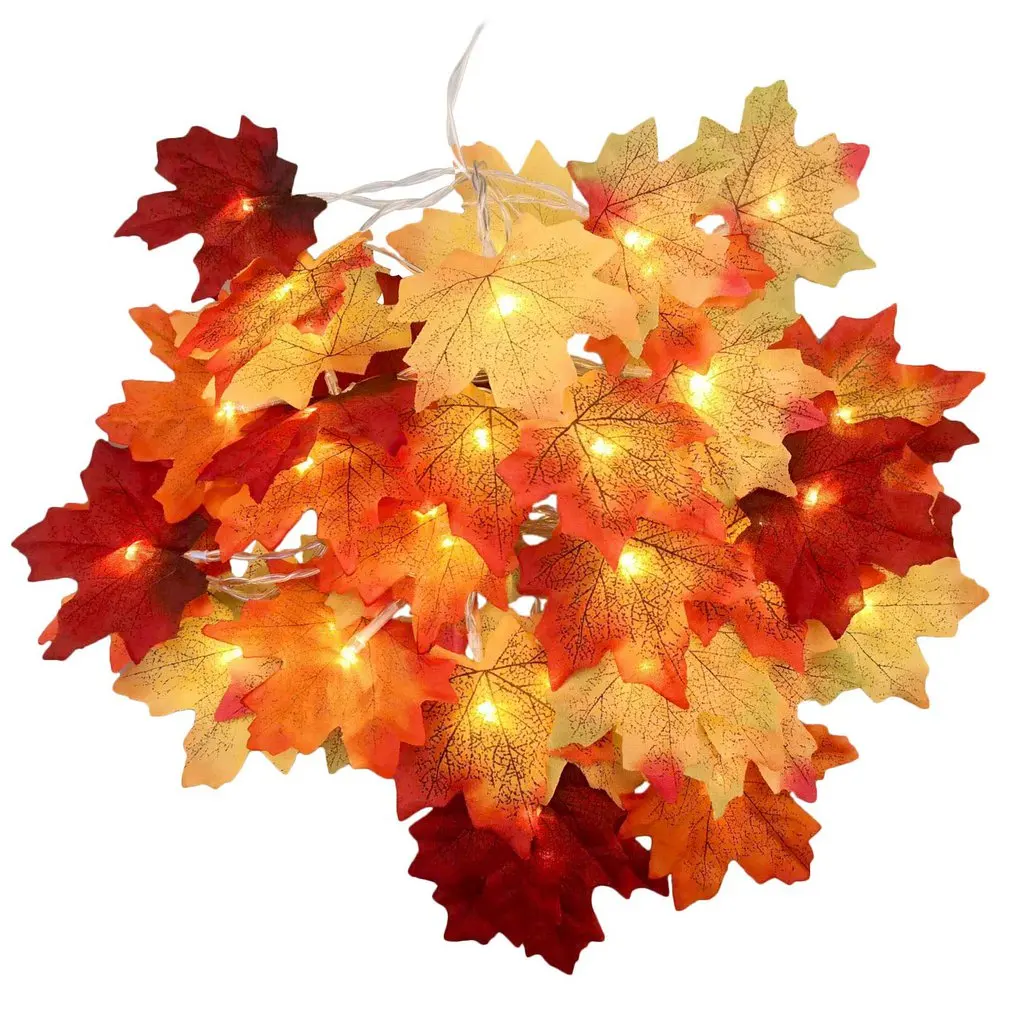 

Christmas Wreath Decorated Maple Leaf Lamp String Thanksgiving Decorations Orange Light Outdoor Interior Decoration