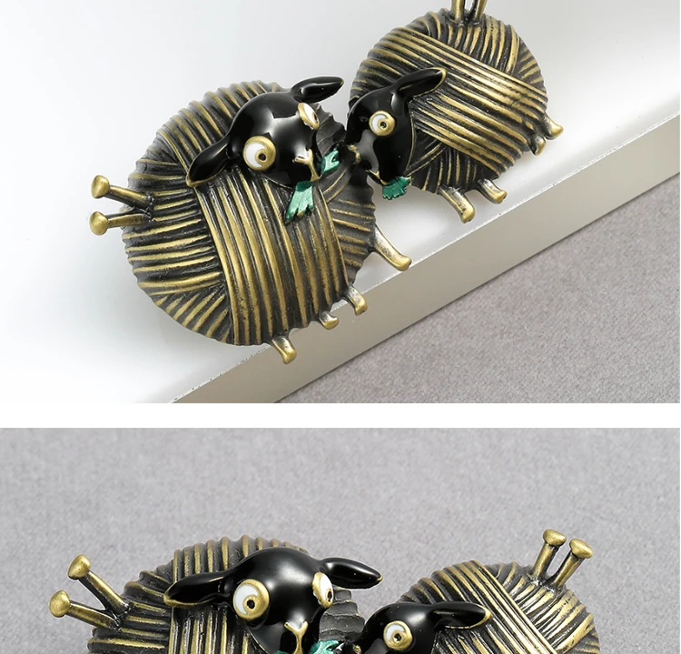 Neoglory New Creative Design Funny Cartoon Sheep Animal Brooches Antique Looking Enamel Pins Badges Birthday Gift For Friend