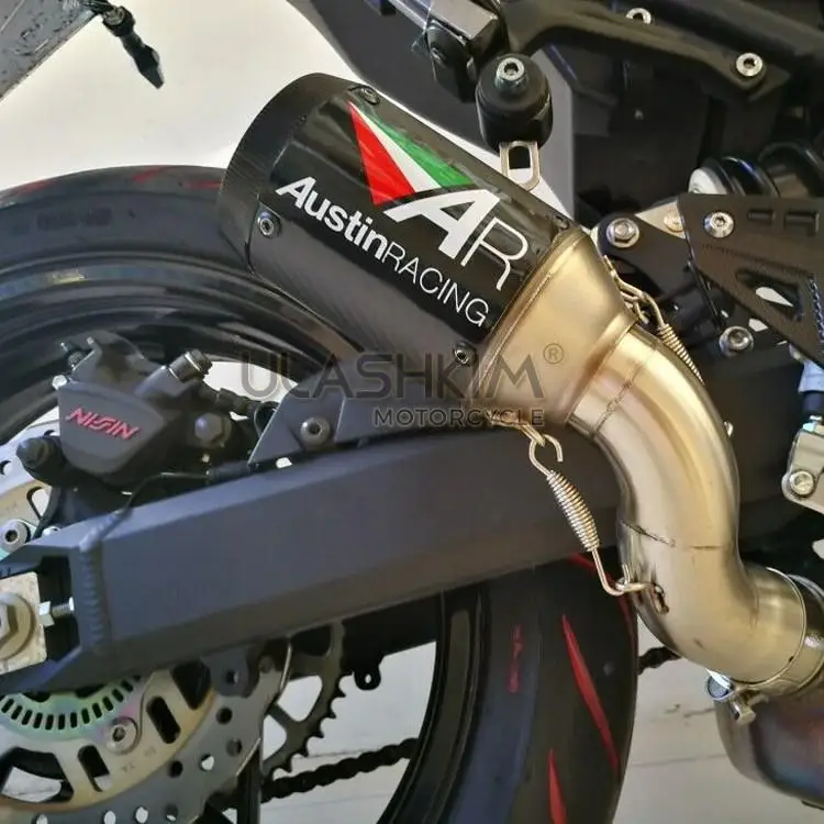 

Motorcycle Full Exhaust Middle Pipe Connection Link Pipe Round 51mm Muffler Slip On For Kawasaki Z900 Ninja900