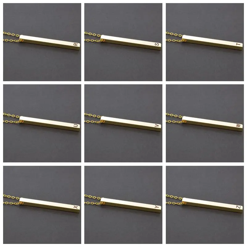 Ожерелье с прямоугольной подвеской из нержавеющей стали 26 букв|Цепочки| |