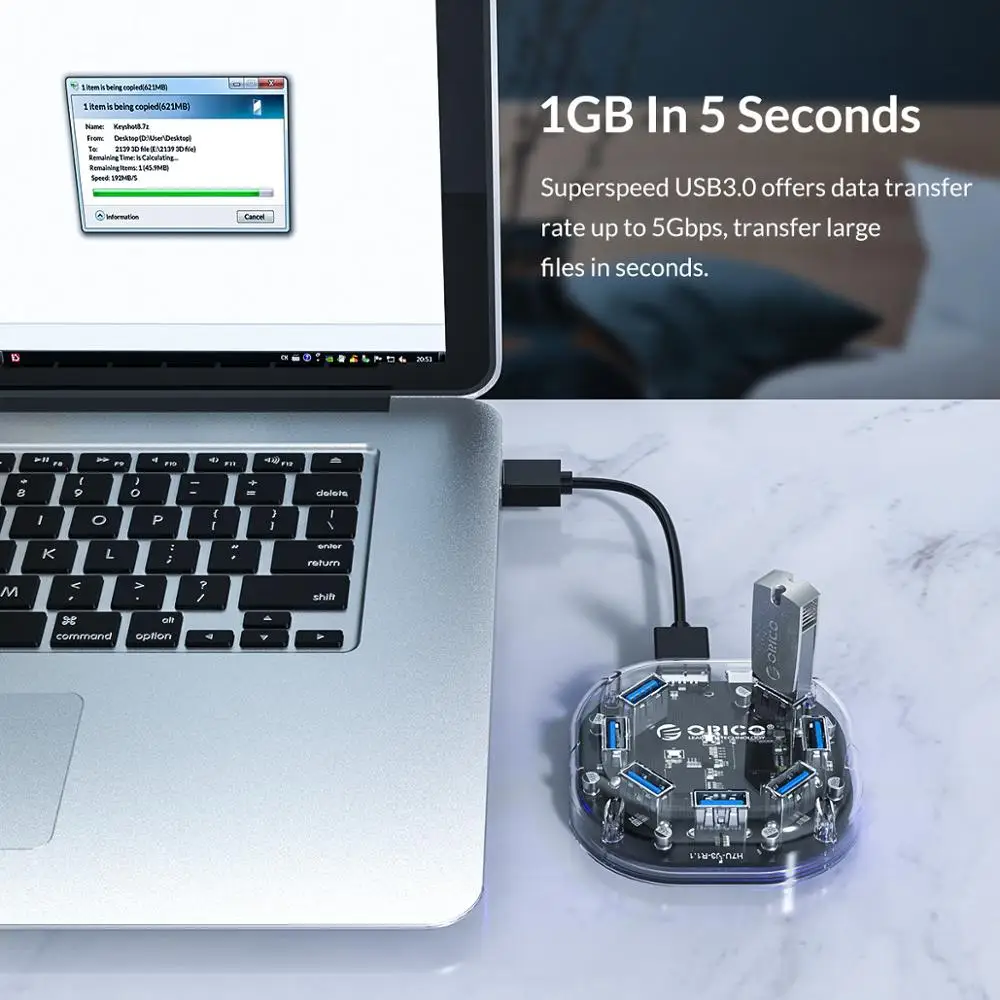 Прозрачный Концентратор ORICO с 4 7 портами USB 3 0 многоканальный разветвитель