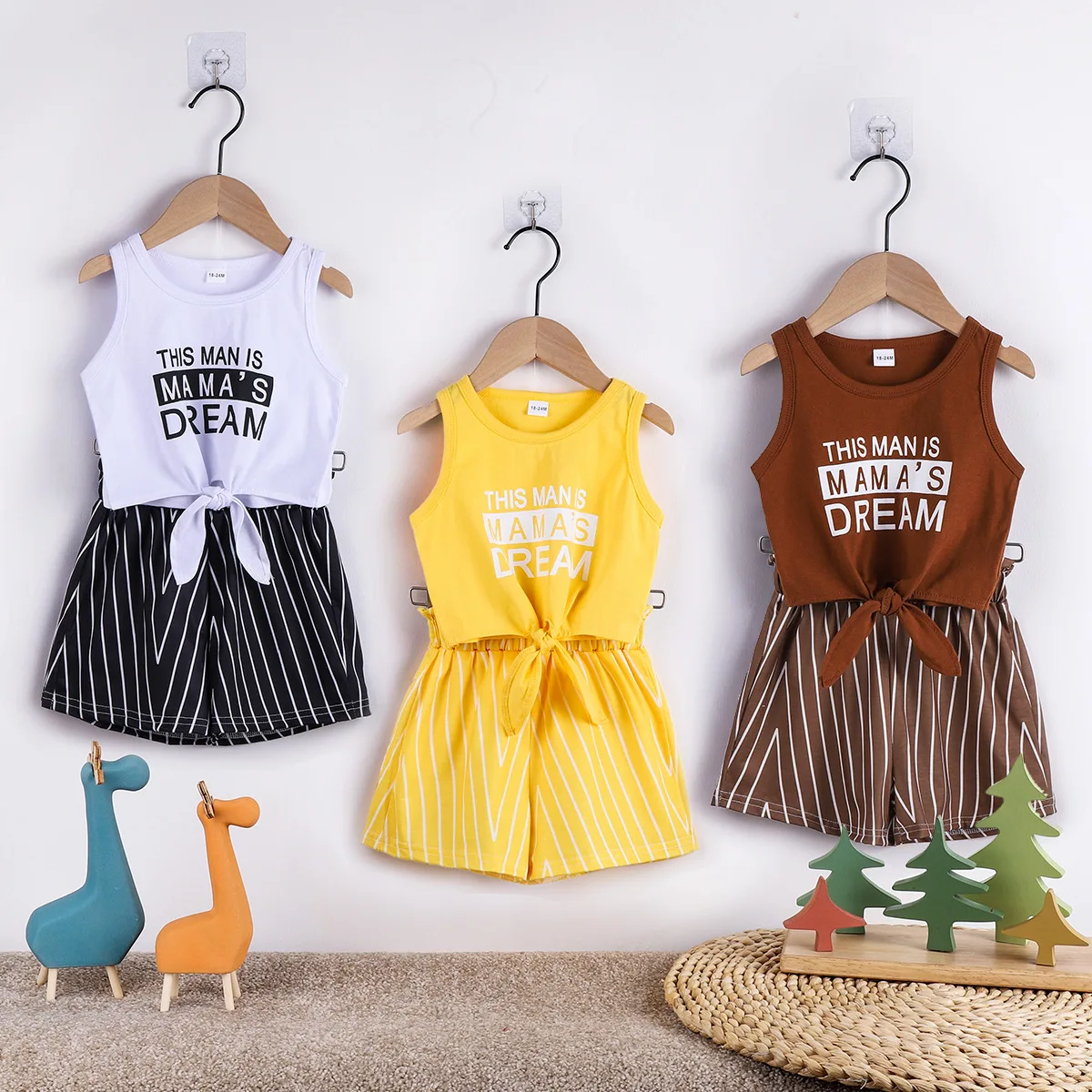 

Топ и шорты с буквенным принтом для девочек, на возраст от 18 месяцев до 6 лет