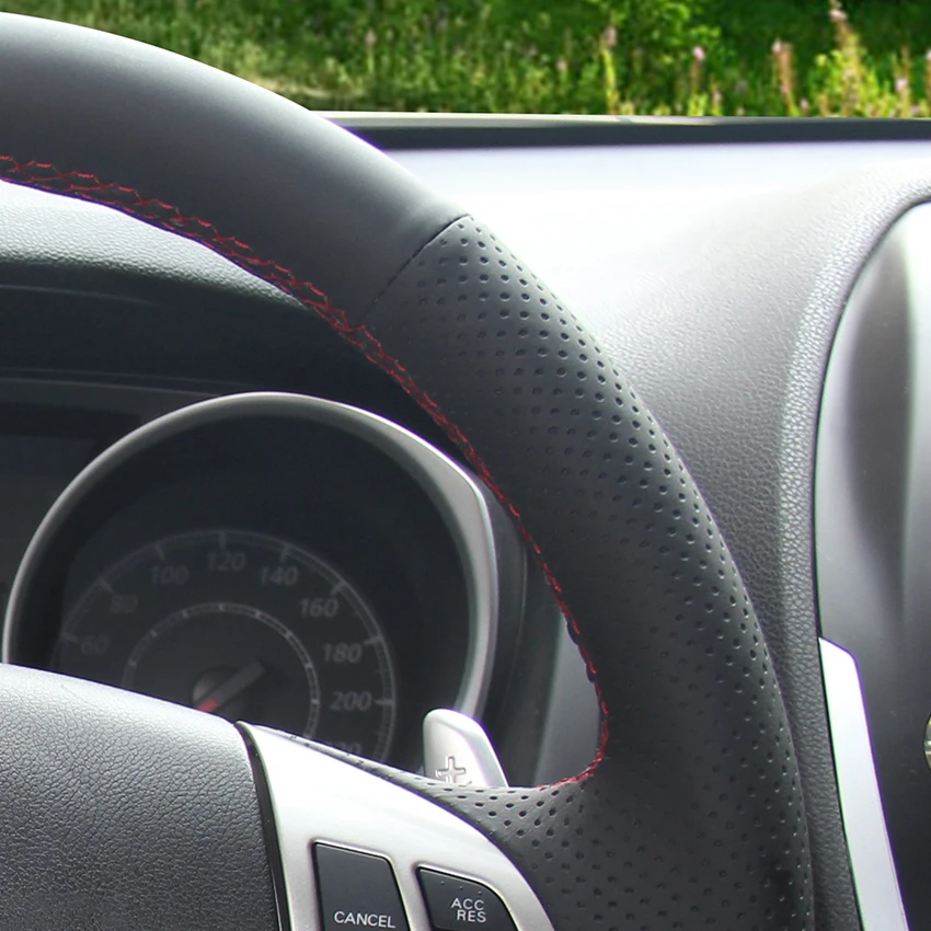 

LQTENLEO Black Artificial Leather Steering Wheel Cover For Mitsubishi Lancer EX 10 2007-2017 Outlander 2006-2013 ASX 2010-2018