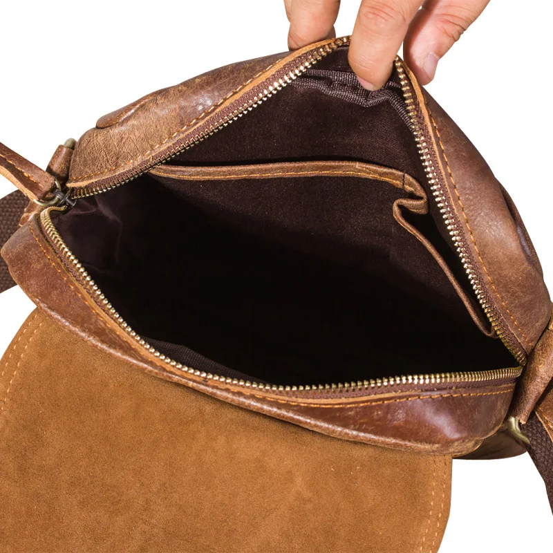 Original Leather Male Design Casual Shoulder messenger bag cowhide Fashion 10" iPad Tote Crossbody Satchel bag For Men 8010