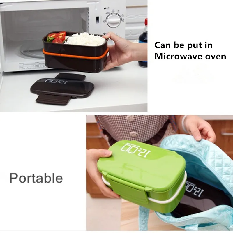 Креативный это время ланча 1410 мл двухслойный пластиковый Ланч бокс для