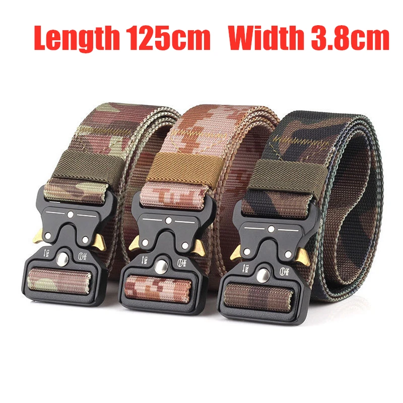 

3.8CM Tactical Belt Army Military Nylon Belt Men Orange Strap Metal Buckle Police Outdoor Combat Training Pants Waist Belt