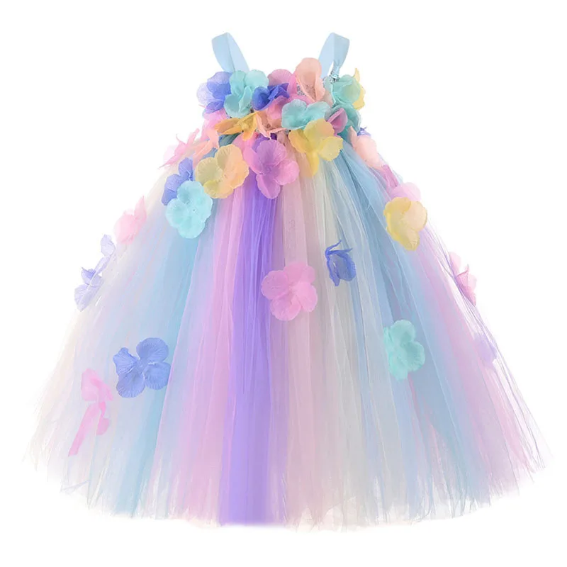 Свадебное платье-пачка с цветочным узором для девочек белые платья крещения