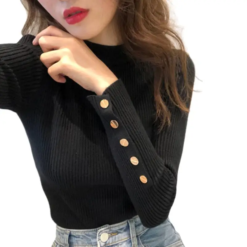 

Autumn and winter 2020 new Korean long sleeve with knitted bottomed shirt, versatile tight top, high collar, foreign style