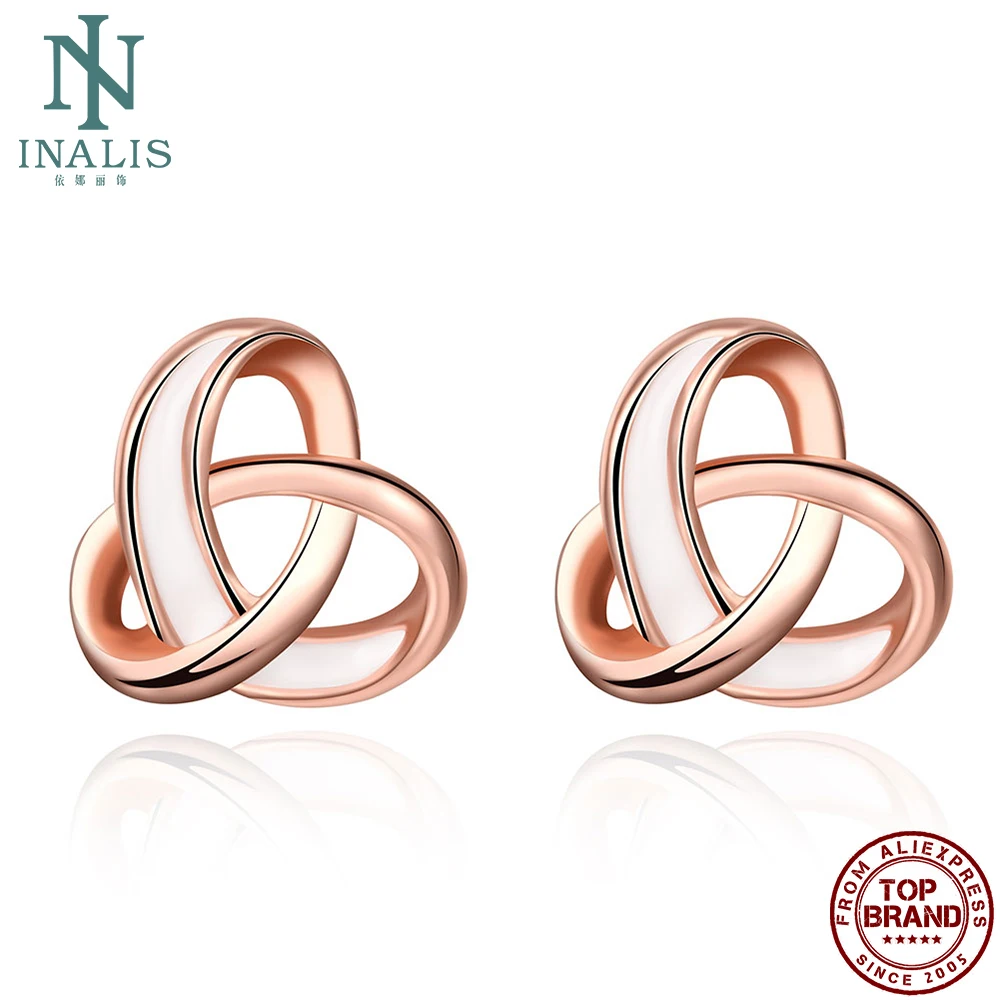 Женские серьги гвоздики из розового золота с крестом|circle stud earrings|stud earringsstud earrings for