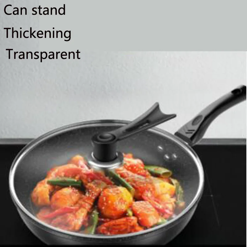 Кухонная Вертикальная стеклянная крышка для сковороды Wok закаленная улучшенная