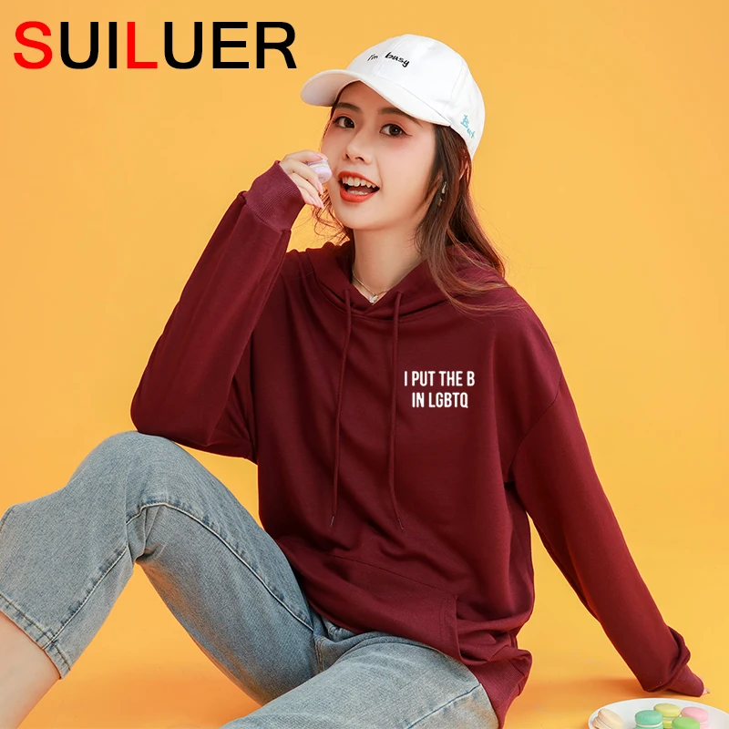 

I put the B in Lgbtq pocket print Women 100% Cotton Casual Funny Hoodies For Lady Girl Sweatshirts Drop Ship Gay Lesbia S-186