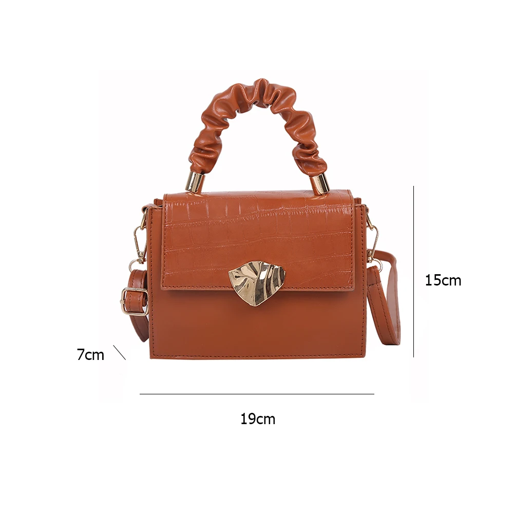 

PU Leather Shoulder Bag For Women 2020 Solid Color Crossbody Bags Female Travel Handbags Fashion Simple Pleated Flap Handbag