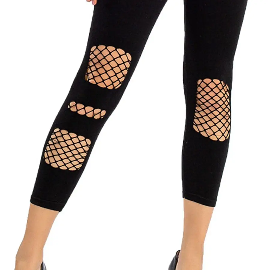 

Female Net Yarn Leggings Fashion Hole Tall Waist Carry Buttock Tight Pants Breathable Absorb Sweat Resistance Wire Pencil Pants