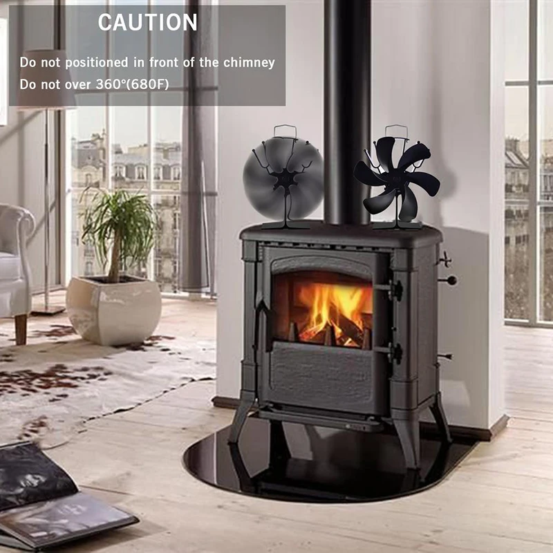 6 Black Fireplace Fan Upgraded Heat Powered Stove Log Wood Burner Ecofan Quiet Efficient Distribution | Обустройство дома