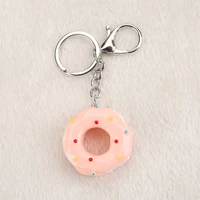 1pc multicolor resin artificial fake food donut charm keychain flatback resin charms for woman jewelry
