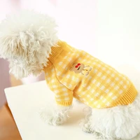 cute knitted dog sweater crochet dog clothes winter rabbit pattern design plaid hoody knitwear coat for small dogs cat sweater6