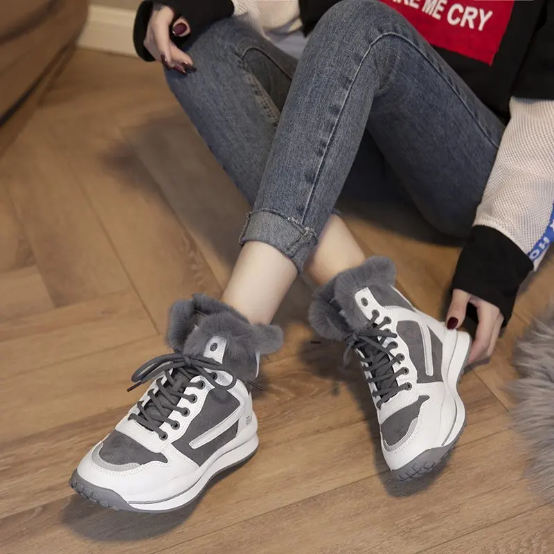 

Winter New Platform Sports Women's Shoes Warm and Velvet High-top Women's Boots Bottom Running Women's Shoes Snow Boots