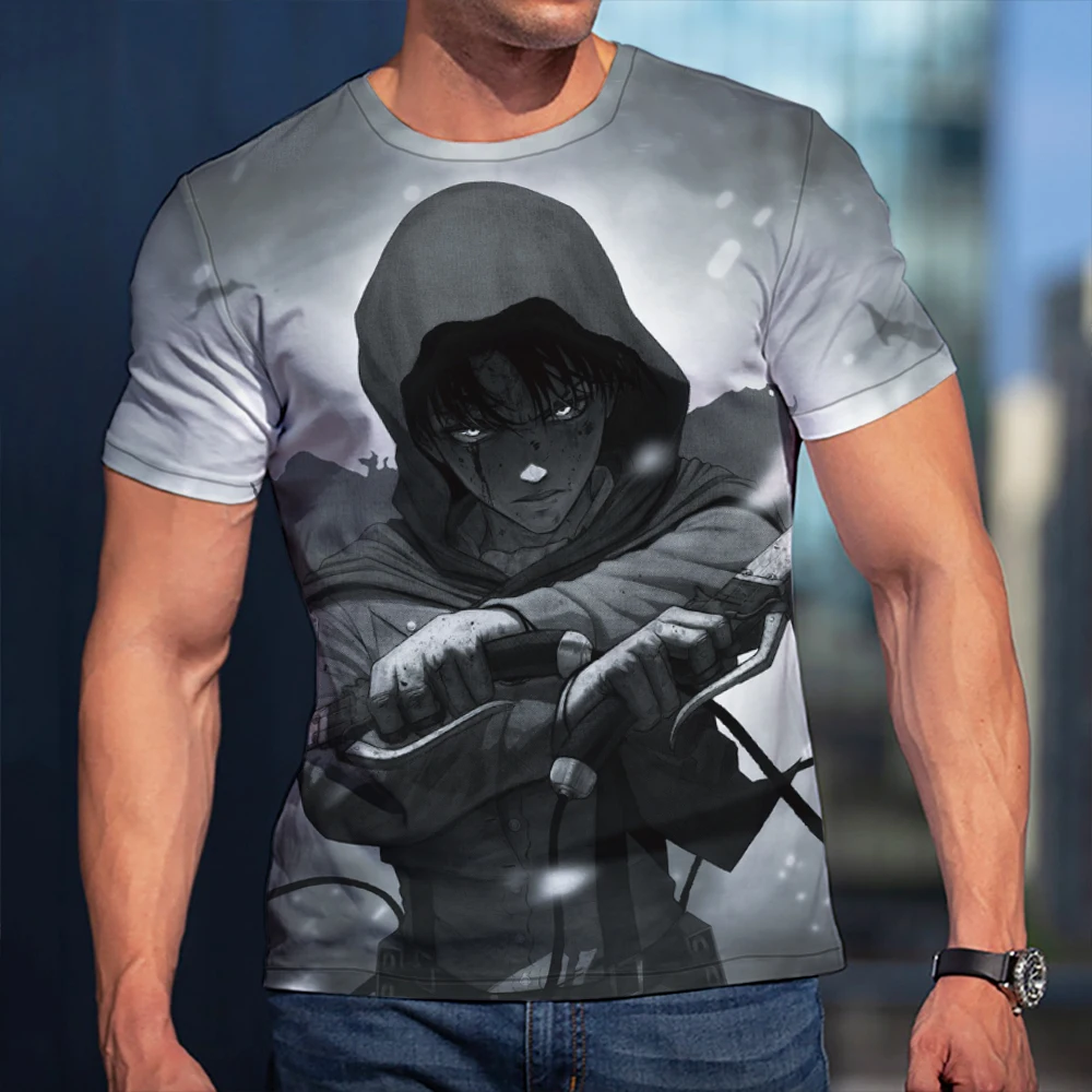 Camiseta de manga corta 3D para hombres, mujeres y niños, ropa de calle informal de moda de verano, de ataque a Titan, LeviClothing