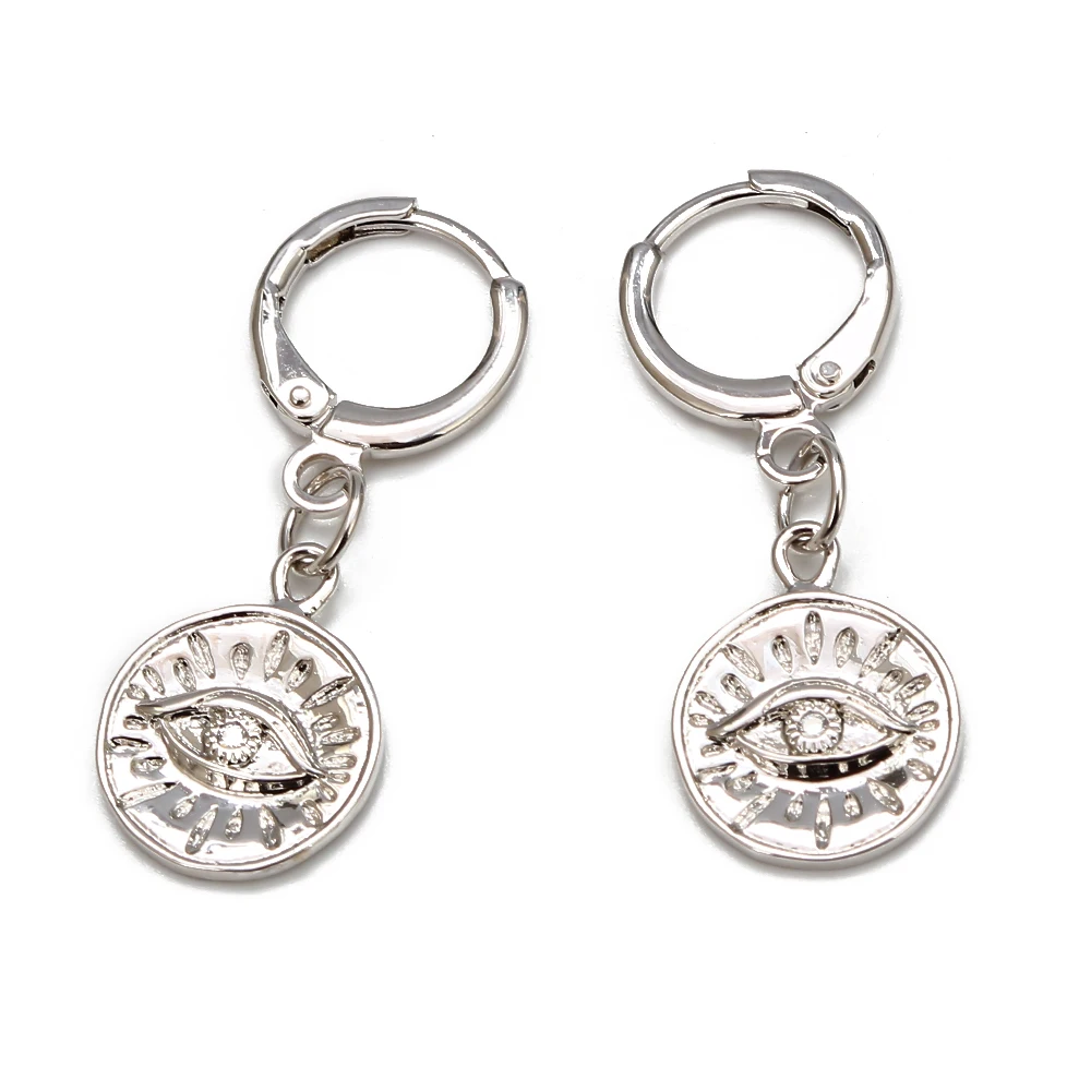 Серьги-подвески женские круглые золотистые/серебристые EY6726 | Украшения и