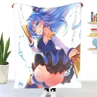 jumping aqua konosuba anime girl throw blanket winter flannel bedspreads bed sheets blankets on cars and sofas sofa covers