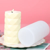 diamond faceted columnar silicone candle mold for handmade desktop decoration gypsum resin aromatherapy candle silicone mould