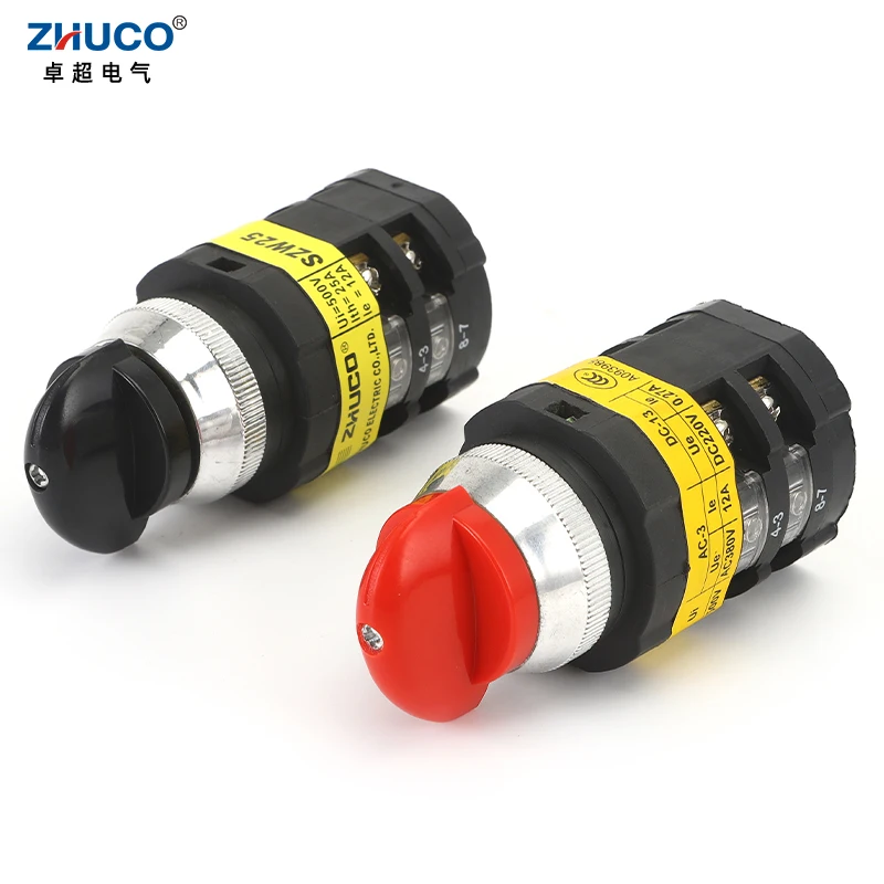 ZHUCO SZW25-30D/2 25A красная черная ручка панель три позиции два полюса серебряный контакт поворотный переключатель кулачковый переключатель
