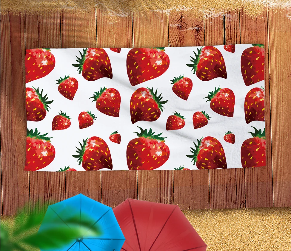 Microfine клубника пляжное полотенце из микрофибры бассейн для взрослых большой