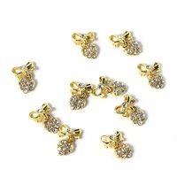 10pcspack alloy 3d gold bowknot nail jewelry glitter rhinestones nail art decorations for nails christmas holiday celebration