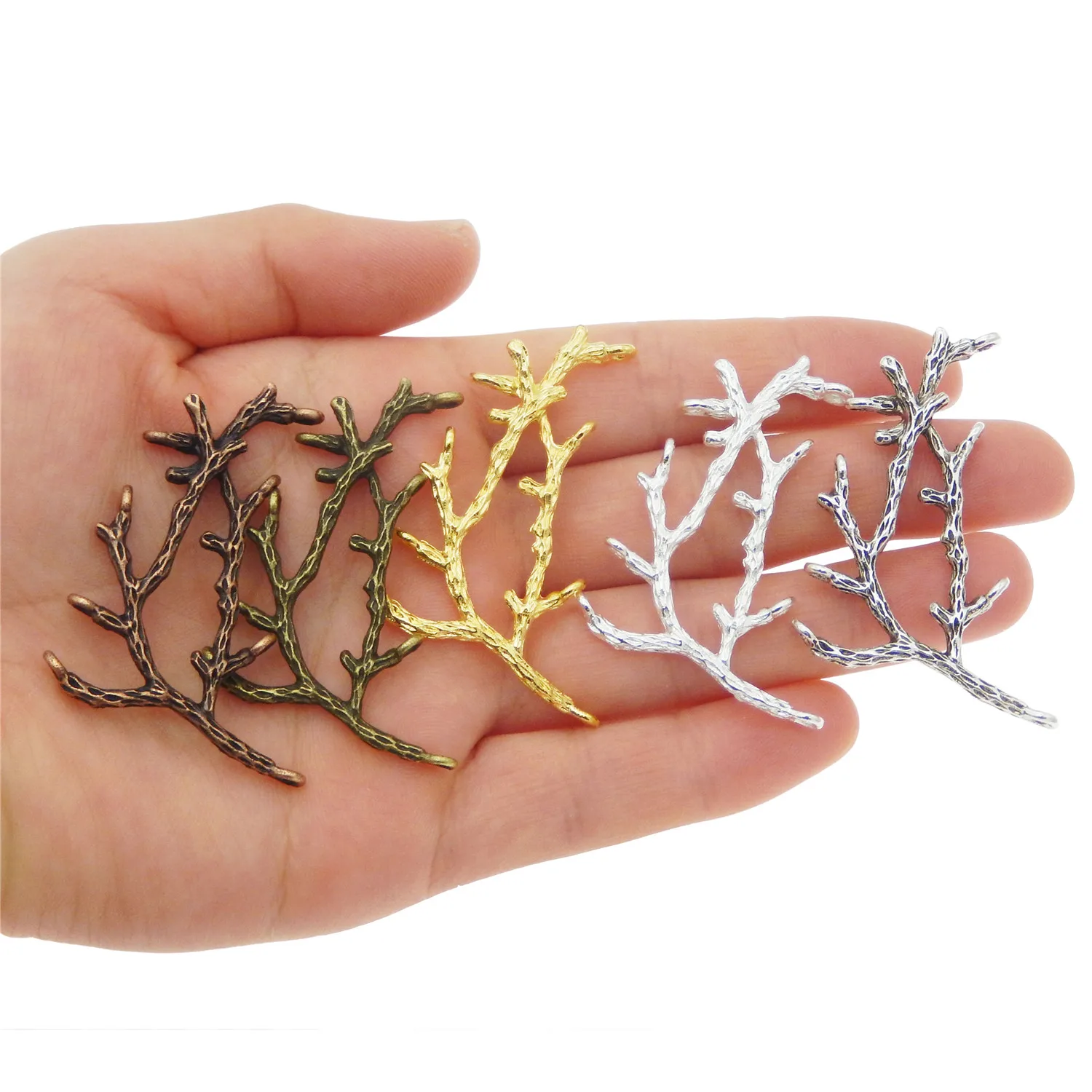 GraceAngie 30PCS Copper Suspension Tree Branch Handmade Crafts Holes Charms Hanging Jewelry Finding Accessory 52*23*3mm|craft paper card stock|craft
