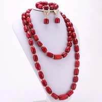 4ujewelry nigerian costume jewellery origianl red coral beads jewelry set for african women 13mm