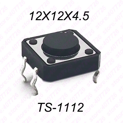 10 шт 12X12 H = 4,3/4,5/5/5,5/6/7/8~ 17 мм 4PIN DIP мгновенный тактильный переключатель кнопочный переключатель Черный - Цвет: 12X12X4.5 DIP