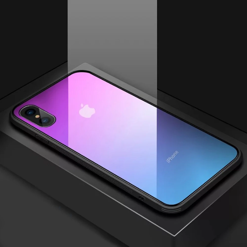 Ультратонкий стеклянный чехол с градиентом Aurora для iPhone 11 Pro 7 8 6 6S Plus X XR XS Max мягкая