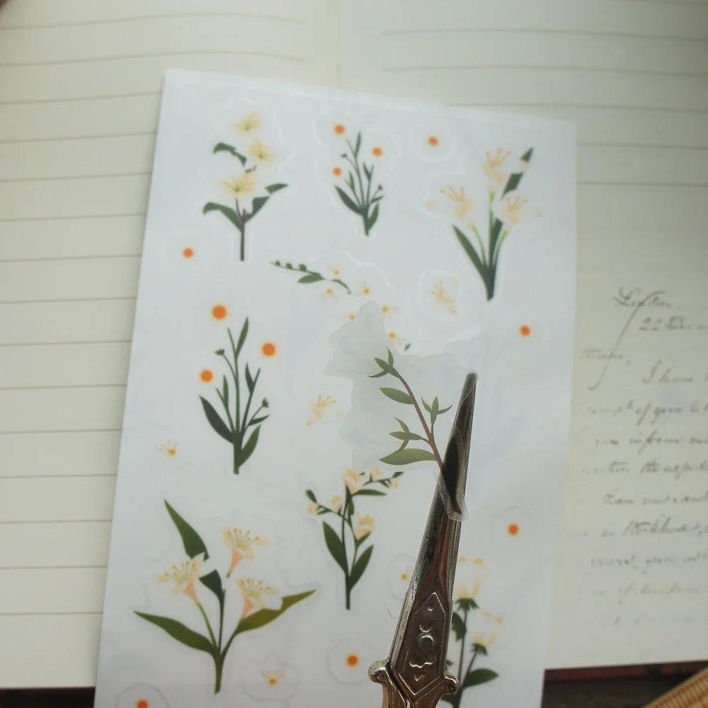 1 лист белый желтый Калла Лилия Дизайн Наклейка в качестве подарочной бирки