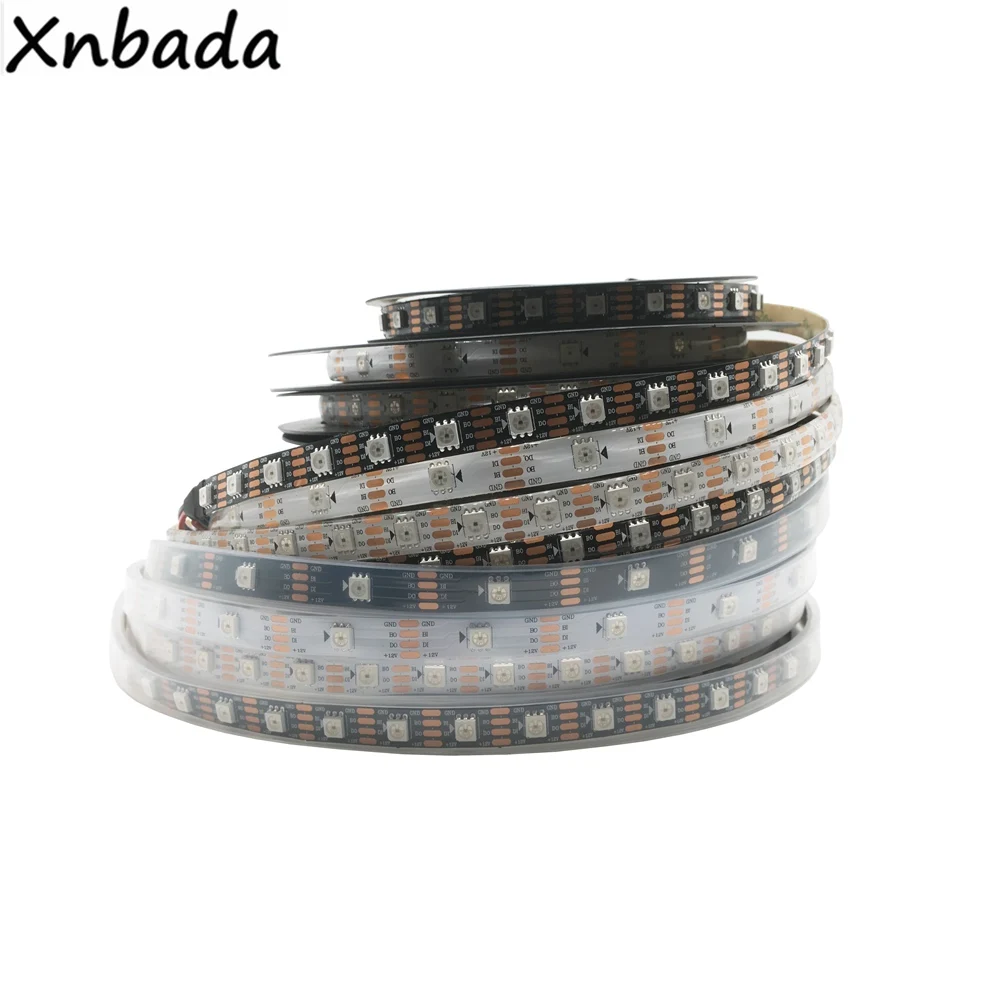 DC12V WS2815(WS2812B WS2813 обновление) RGB светодиодные пиксельные полосы, индивидуально адресуемые Белый/Черный PCB двухсигнальный светодиодный гибкий светильник