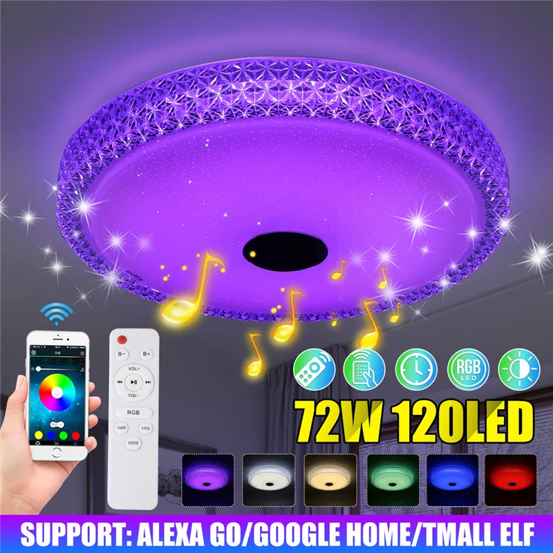 Фото RGB светодиодный музыкальный потолочный светильник 36 Вт/72 Вт bluetooth-динамик лампа RGB светодиодный музыкальный потолочный светильник 36 Вт/72 Вт bluetooth-динамик лампа