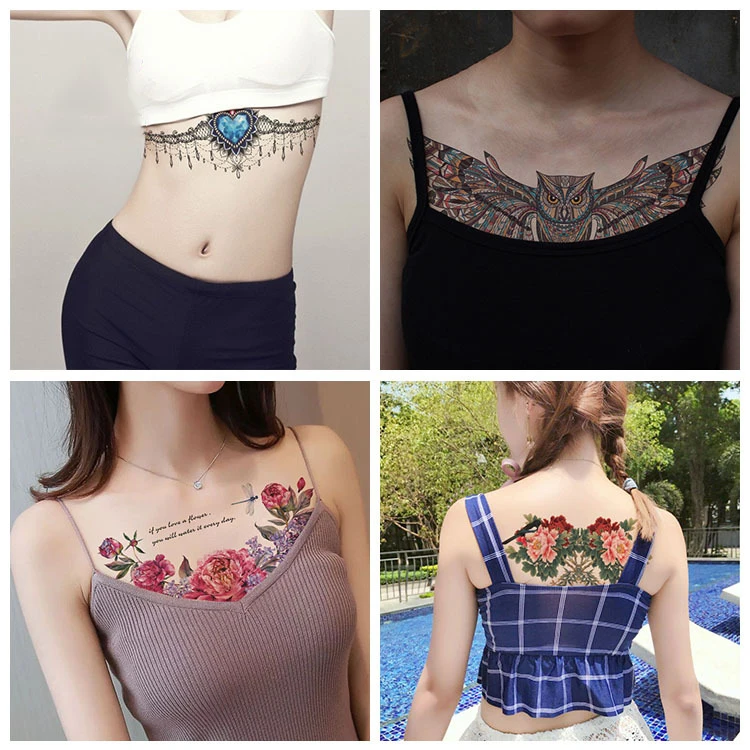 Цветные водостойкие Временные татуировки на руку с цветами птица роза женские