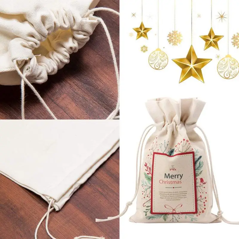 Холст Рождественский мешок Санты подарок для Комплект детской одежды из 2 вещей