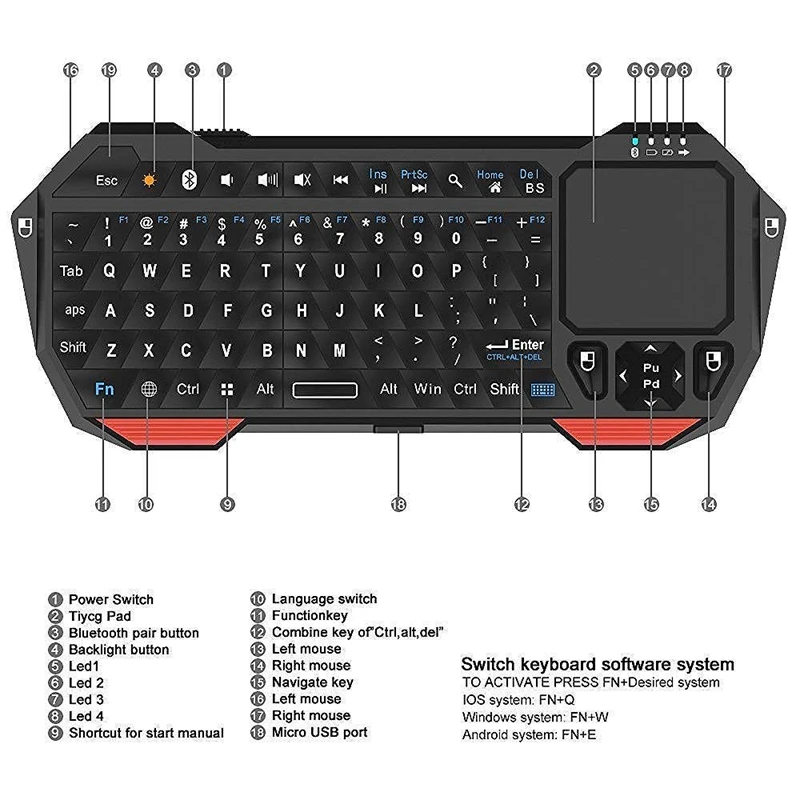 Мини Беспроводная Bluetooth 3 0 клавиатура с тачпадом для ПК ноутбука умный