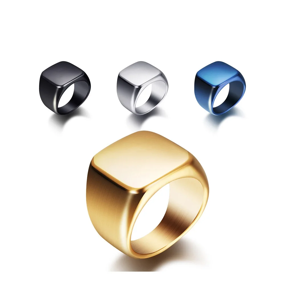 Винтажное цельное кольцо из титановой стали с полным блеском мужское